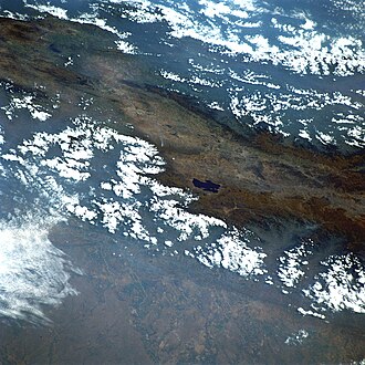 View of the Eastern Ranges of the Andean natural regionLake Tota is clearly visible