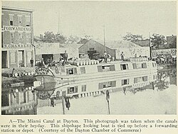 A photograph of the Miami and Erie Canal from Geography of Ohio, 1923