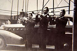 Trio of trumpeters in Toledo, Ohio, approximately 1940