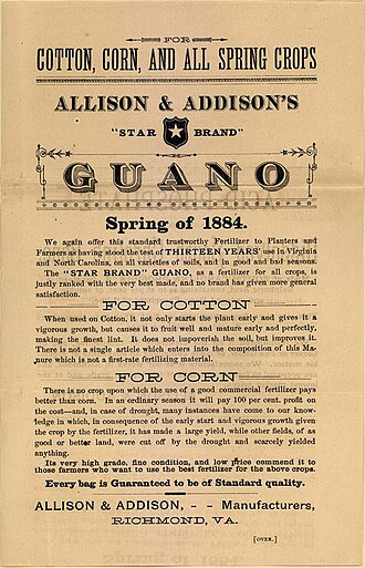 Advertisement for guano, 1884
