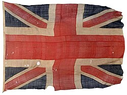 The Union Jack flown from HMS Spartiate during the Battle of Trafalgar (1805), showing the 1801 flag design