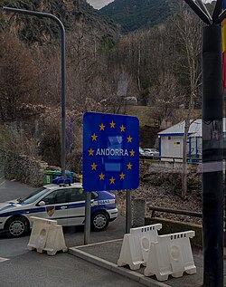 Sign at the Andorra-Spain border.