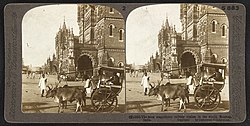 "The most magnificent railway station in the world", says the caption of the stereographic tourist picture of Victoria Terminus, Bombay, which was completed in 1888.