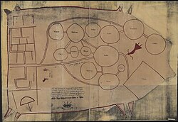 A c. 1724 English copy of a deerskin Catawba map of the tribes between Charleston (left) and Virginia (right) following the displacements of a century of disease and enslavement and the 1715–7 Yamasee War. The Chickasaw are labeled as "Chickisa".