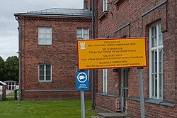 A sign at the Raakunamäki Military Area in Lappeenranta, Finland