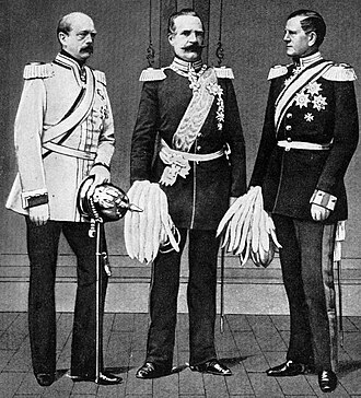Bismarck in 1863 with Roon (centre) and Moltke (right), the three leaders of Prussia in the 1860s