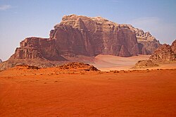 Wadi Rum is a valley in southern Jordan whose resemblance to the surface of Mars has made it a popular tourist and filming location, including scenes of The Martian.