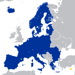 Map of the Schengen Area Schengen Area Countries de facto participating Members of the EU committed by treaty to join the Schengen Area in the future
