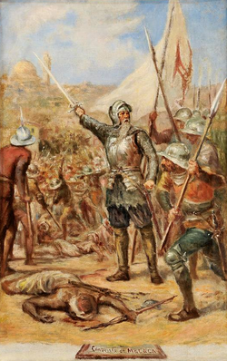 "Conquest of Malacca", study painting by Ernesto Condeixa