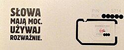 Virgin SIM card in Poland with the slogan of the campaign against hate speech ”Words have power, use them wisely"