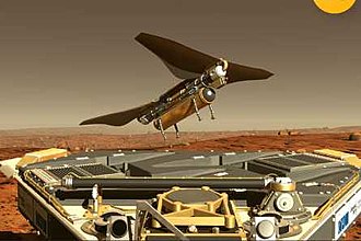 Visualization of entomopter flying on Mars (NASA)