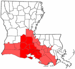 Map of Cajun Country.