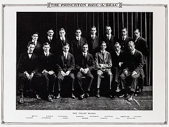 Fitzgerald among Princeton junior classmen in 1917. (Top row, third from the left)