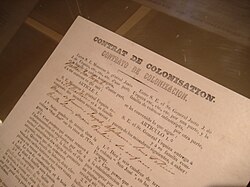 Copy of a colonization contract in the history museum of San José, Entre Ríos