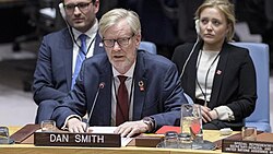 SIPRI Director Dan Smith briefs the UN Security Council on climate-related security risks in Somalia.
