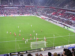 Esprit arena in Düsseldorf. View from the Warsteiner Tribüne. Match: Fortuna Düsseldorf vs. FC St. Pauli.