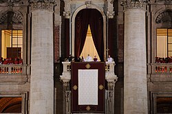 Pope Francis on the loggia of St. Peter's Basilica following his election