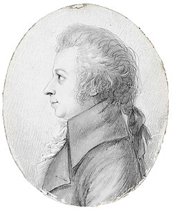Drawing of Mozart in silverpoint, made by Dora Stock during Mozart's visit to Dresden, April 1789