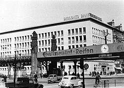 Head office of Disconto-Bank, Deutsche Bank's Berlin unit, designed by Paul Schwebes [de]; completed 1951 and photographed in 1952
