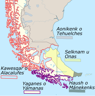 Distribution of pre-Hispanic peoples in Southern Patagonia