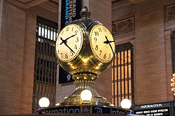 Milk glass clock faces at Grand Central Terminal in New York City