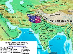 Indo-Greek kingdoms in 100 BC