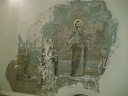 Painting to commemorate the dogma of papal infallibility (Voorschoten, 1870). Right to left: Pope Pius IX, Christ, and Thomas Aquinas