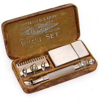 The Khaki Set, the safety razor set produced by Gillette for the U.S. Army during the First World War[14]