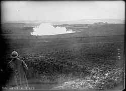 Explosion of a mine seen from a French position. 1916