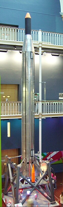 A Black Knight rocket on display in Edinburgh