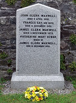 The gravestone at Parton Kirk (Galloway) of James Clerk Maxwell, his parents and his wife