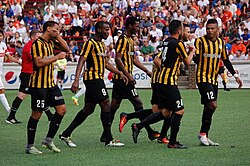 The Charleston Battery (pictured in 2016) are the oldest continuously professional club in US Soccer and the USL system, being a founding member of the USISL A-League in 1997.