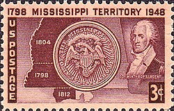 1948 postage stamp depicting the Mississippi Territory