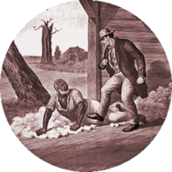Simon Legree and Uncle Tom: a scene from Uncle Tom's Cabin (1852), an influential abolitionist novel