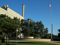 Water and Light Fountain at the historic Glenarm Power Plant. Designed by Harold H. Lewis in 1938.