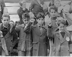 Children preparing for evacuation from Spain during the Spanish Civil War between 1936 and 1939