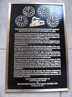 Plaque commemorating the Railway General Time Convention of 1883 in North America