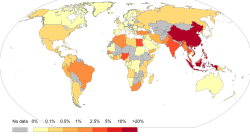 Projected share of inadequately managed plastic waste (2025)
