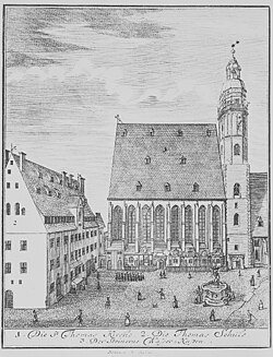 Drawing of church where Bach was in residence during his career