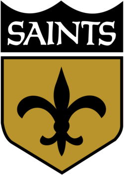 The Saints shield alternate logo was in use primarily from 1967 to 1984. A popular variation of this logo features Saints mascot Sir Saint bearing the shield.