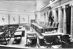 From the 1860s until the 1930s, the court sat in the Old Senate Chamber of the U.S. Capitol.