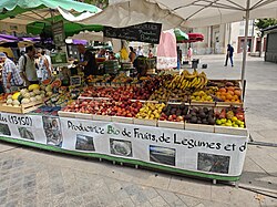 A selection of fruit for sale in a market in France