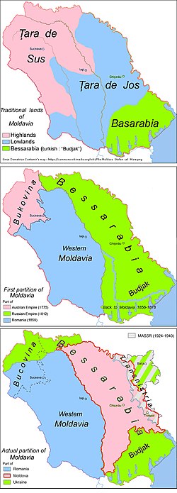 Bukovina within the historical region of Moldavia over the passing of time.
