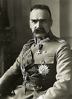 Chief of State Marshal Józef Piłsudski was a hero of the Polish independence campaign and the nation's premiere statesman from 1918 until his death on 12 May 1935.