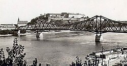 The Prince Tomislav Bridge in Novi Sad was a key Danube crossing built in the early 20th century and destroyed in 1941 during World War II.