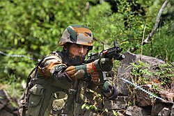 Indian soldier from White Knight Corps armed with a standard issued Sig 716i, 2021