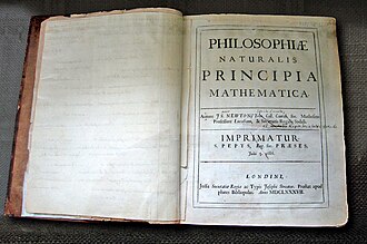 Newton's own copy of Principia with Newton's hand-written corrections for the second edition, now housed in the Wren Library at Trinity College, Cambridge