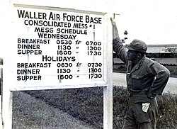 A soldier at Waller Air Force Base, leased by Britain to America in the 1940s