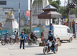 Traffic police personnel manually direct traffic at the busiest roads and junctions.