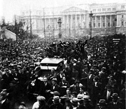 Crowds outside the Argentine National Congress during the 1930 Argentine coup d'état which marked the start of the Infamous Decade